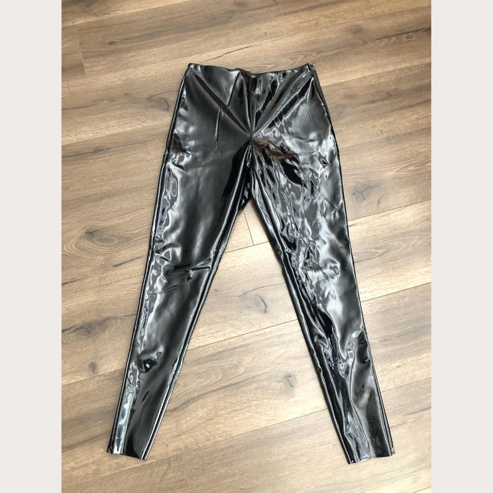 Topshop Shiny Patent Leather Vinyl Skinny Pants - Picture 1 of 7
